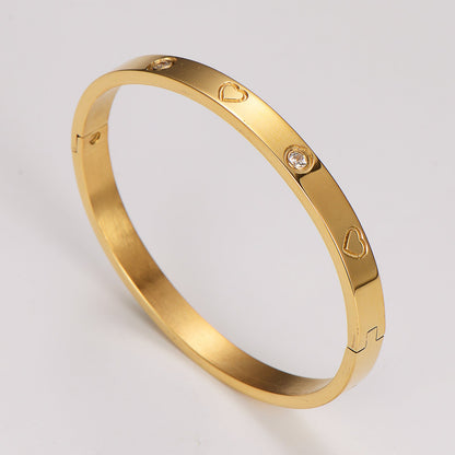 Expressive Heart Stainless Steel Electroplating Bangles