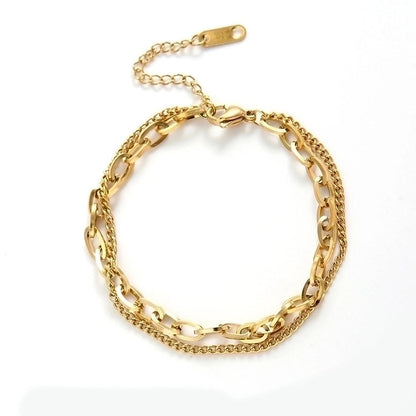 Vintage Style Geometric 304 Stainless Steel 18K Gold Plated Stainless Steel Bracelets In Bulk