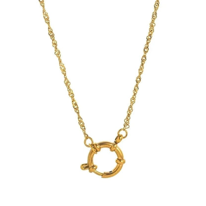 Minimalist Circle Pearl 201 Stainless Steel 304 Stainless Steel Zircon 18K Gold Plated Beaded Inlay Pendant Necklace