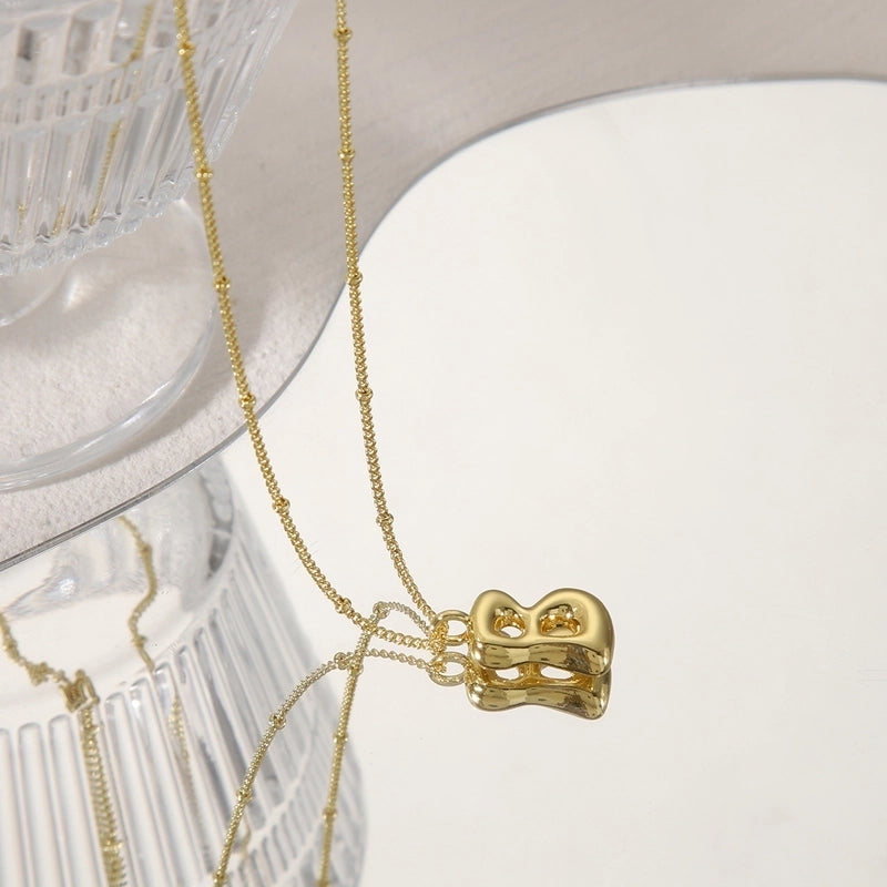 Copper 14K Gold Plated Letter Pendant Necklace