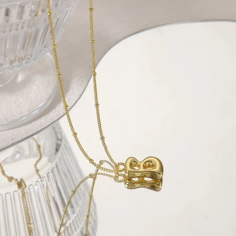 Copper 14K Gold Plated Letter Pendant Necklace