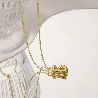 Copper 14K Gold Plated Letter Pendant Necklace