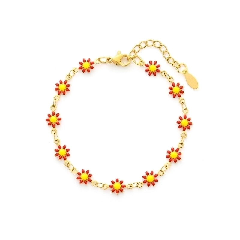 Cute Flower Stainless Steel 18K Gold Plated None Bracelets In Bulk