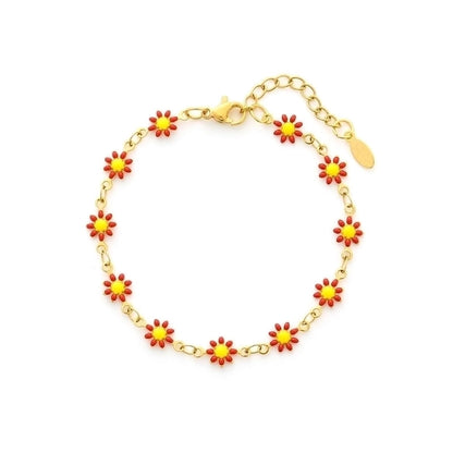 Cute Flower Stainless Steel 18K Gold Plated None Bracelets In Bulk