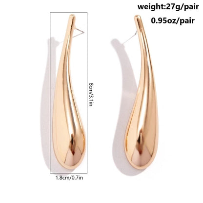 1 Pair Minimalist Oversized Geometric Copper 18k Gold Plated Drop Earrings