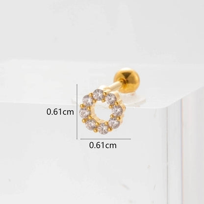 Ear Cartilage Rings & Studs Flower 316L Stainless Steel Copper Inlaid Zircon
