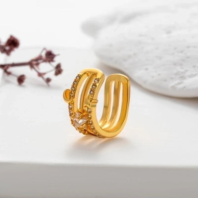 1 Piece Ear Cartilage Rings & Studs Cute Cool Style Geometric Heart Shape Copper Plating Inlay Zircon