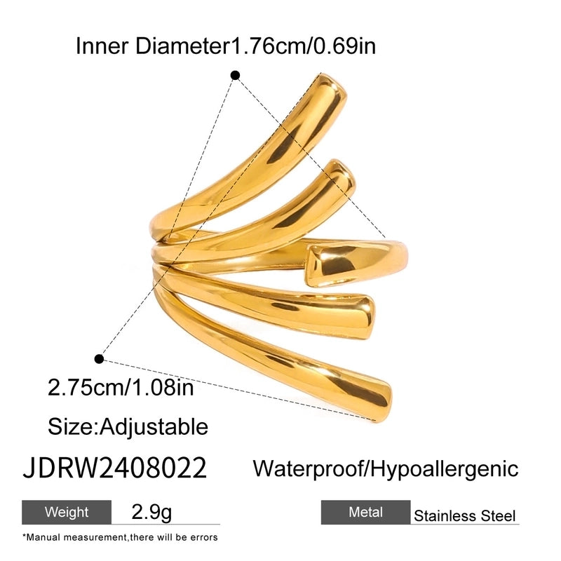 Minimalist Geometric 304 Stainless Steel 18K Gold Plated Rings