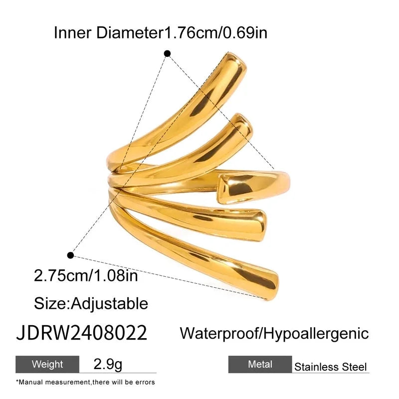 Minimalist Geometric 304 Stainless Steel 18K Gold Plated Rings