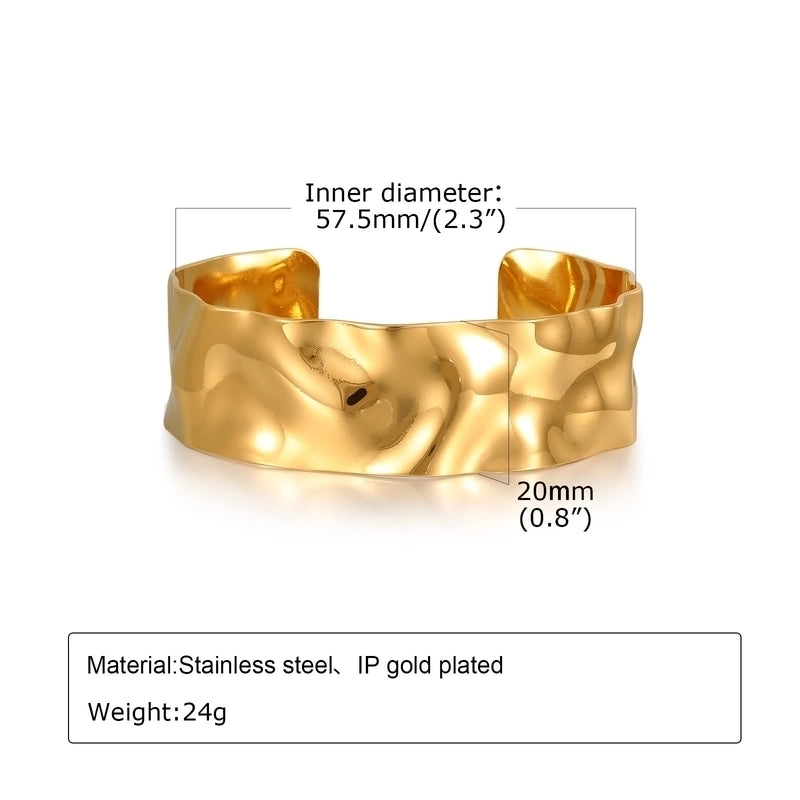 Classic Style Solid Color 304 Stainless Steel 18K Gold Plated Bangle In Bulk