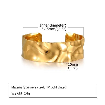 Classic Style Solid Color 304 Stainless Steel 18K Gold Plated Bangle In Bulk