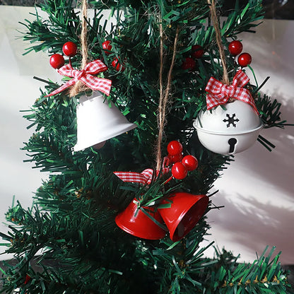 2 Pieces Christmas Decoration Christmas Tree Pendant Five Star Snowflake Bell Hemp Rope Berry Accessories Christmas Bell