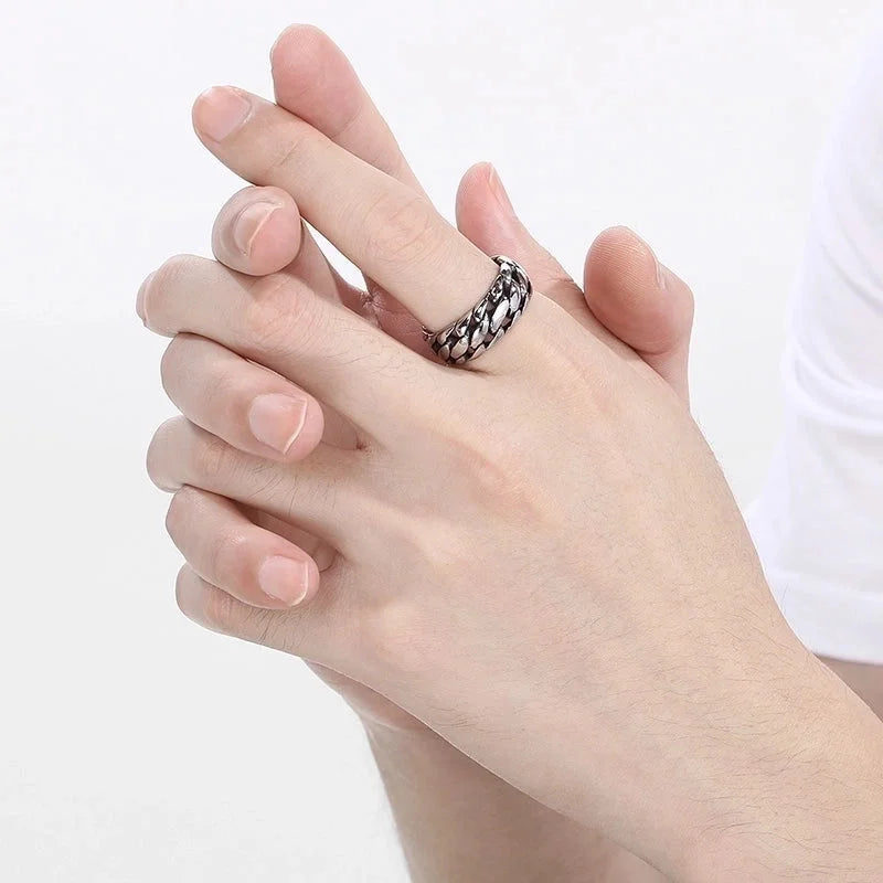 Hip-Hop Round 304 Stainless Steel 18K Gold Plated Rings