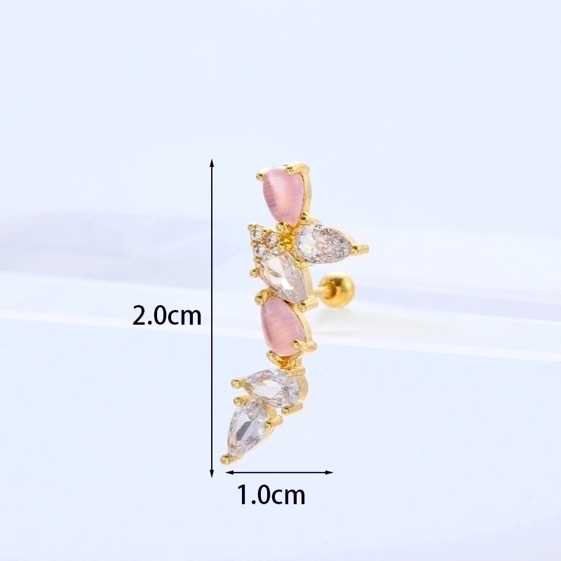 Ear Cartilage Rings & Studs Flower 316L Stainless Steel Copper Inlaid Zircon Zircon