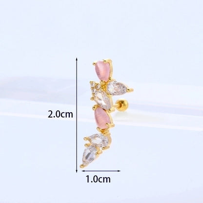 Ear Cartilage Rings & Studs Flower 316L Stainless Steel Copper Inlaid Zircon Zircon