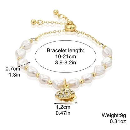Fashion Geometric Heart Shape Imitation Pearl Alloy Plating Women\'s Bracelets