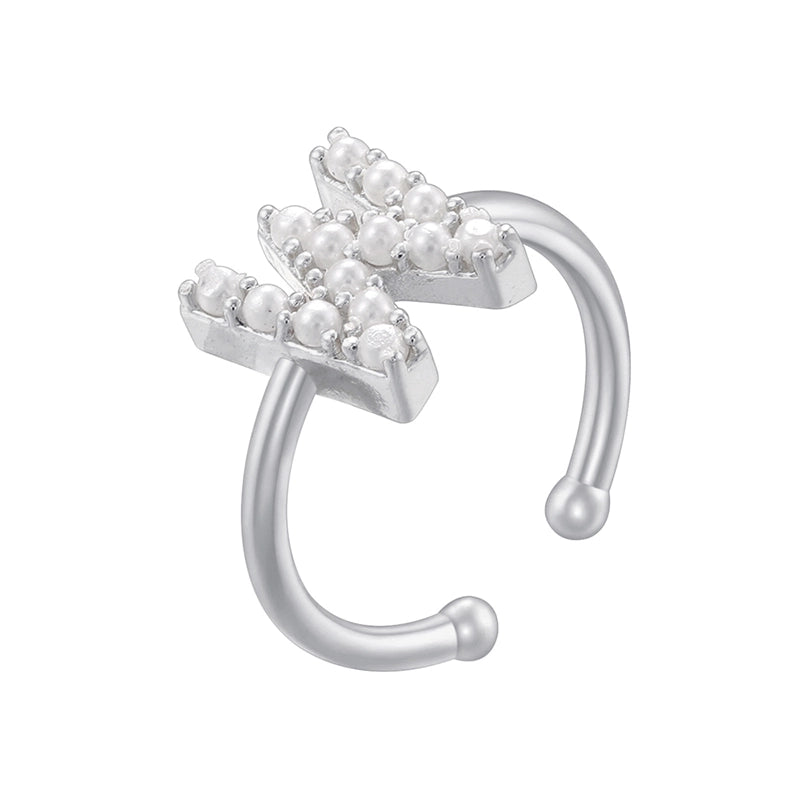 Copper 18K Gold Plated Plating Inlay Letter Artificial Pearls Open Rings