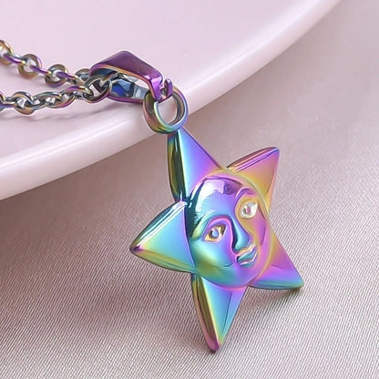 2 Pieces Minimalist Pentagram 304 Stainless Steel Plating Pendant Necklace