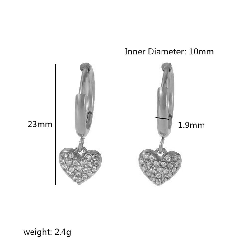 1 Pair Streetwear Hexagram Heart Shape Eye Polishing Plating Inlay 304 Stainless Steel Zircon Drop Earrings
