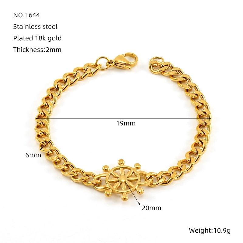 Luxurious Geometric Hand Infinity 304 Stainless Steel 18K Gold Plated Cuban Link Chain Bracelets In Bulk