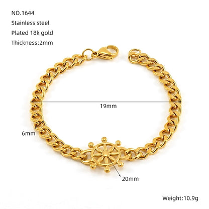 Luxurious Geometric Hand Infinity 304 Stainless Steel 18K Gold Plated Cuban Link Chain Bracelets In Bulk
