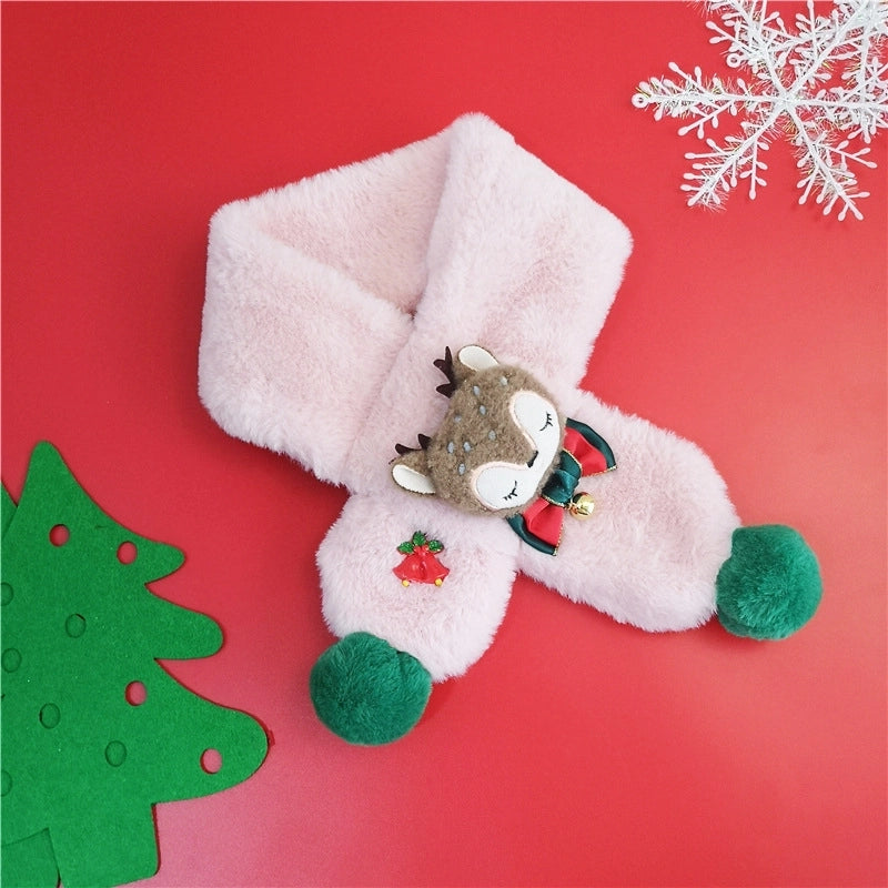Children's Scarf Autumn And Winter Christmas Gift Elk Scarf Baby Girl Imitation Rabbit Fur Warm Cartoon Baby Scarf
