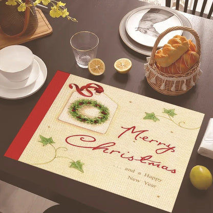 Christmas Nordic Style Christmas Tree Bow Knot Snowflake Linen Cotton And Linen Placemat