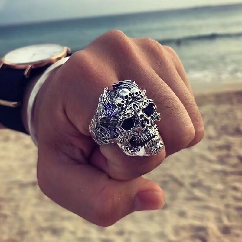 Retro Skull Alloy Plating Halloween Unisex Open Rings