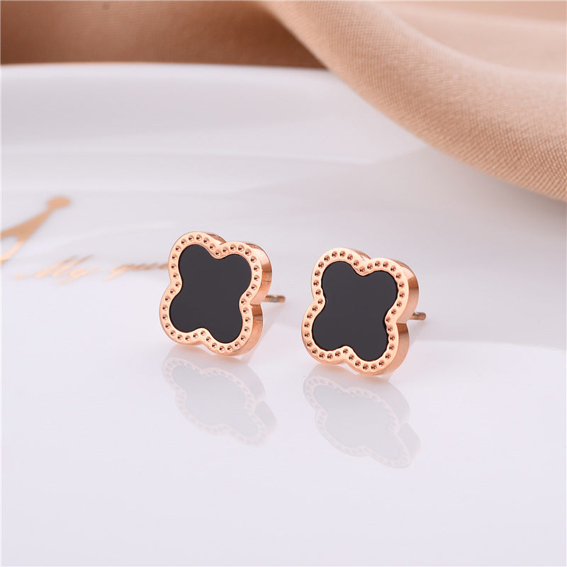 Flower Titanium Steel 18K Gold Plated Stud Earrings