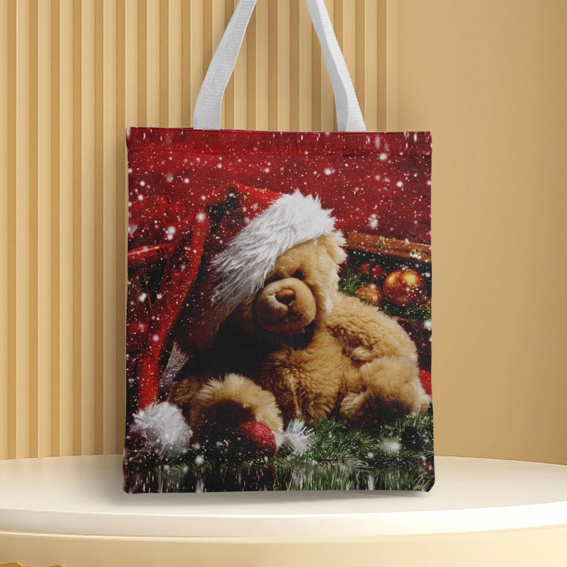 Christmas Unisex Polyester Christmas House Christmas Tree Santa Claus Cute Square Open Handbag