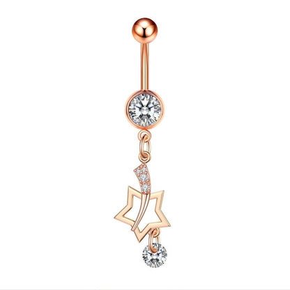 Fashion Heart Shape Copper Plating Zircon Belly Ring 1 Piece