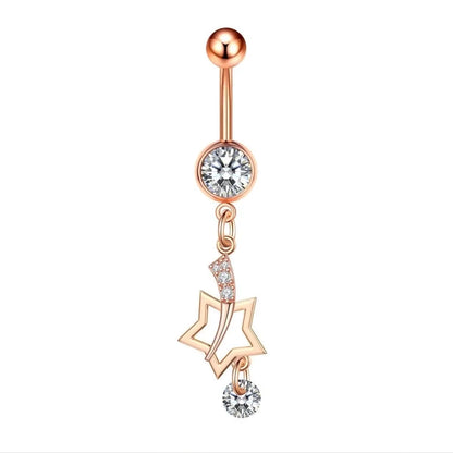 Fashion Heart Shape Copper Plating Zircon Belly Ring 1 Piece