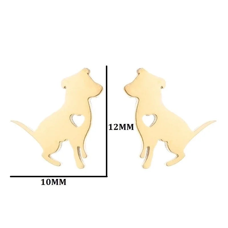 Minimalist Dog Cat Plating 304 Stainless Steel Stainless Steel Earrings