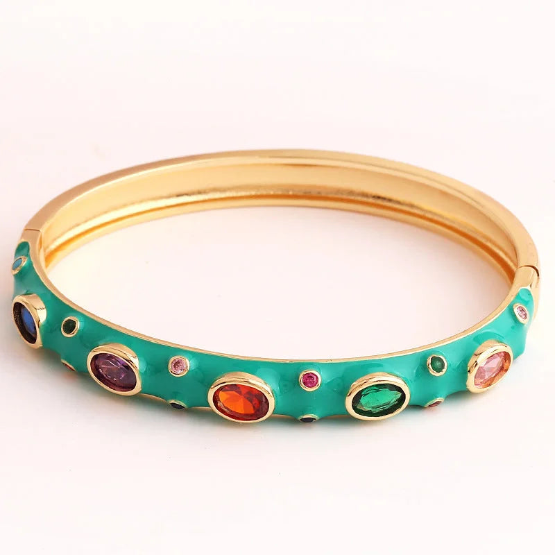 2 Pieces Fashion Round Circle Copper Electroplating Bangles