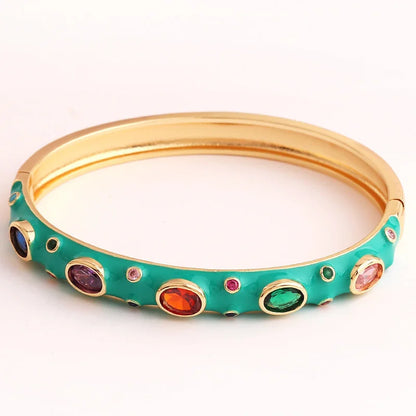 2 Pieces Fashion Round Circle Copper Electroplating Bangles