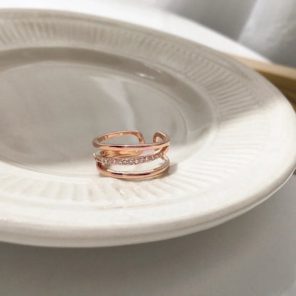 Minimalist Butterfly Copper Butterfly Inlay Zircon Open Ring