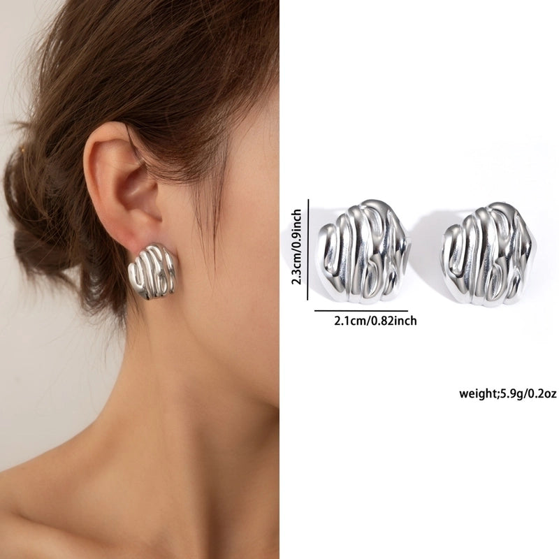 1 Pair Retro Minimalist Geometric Plating Titanium Steel Drop Earrings Ear Studs