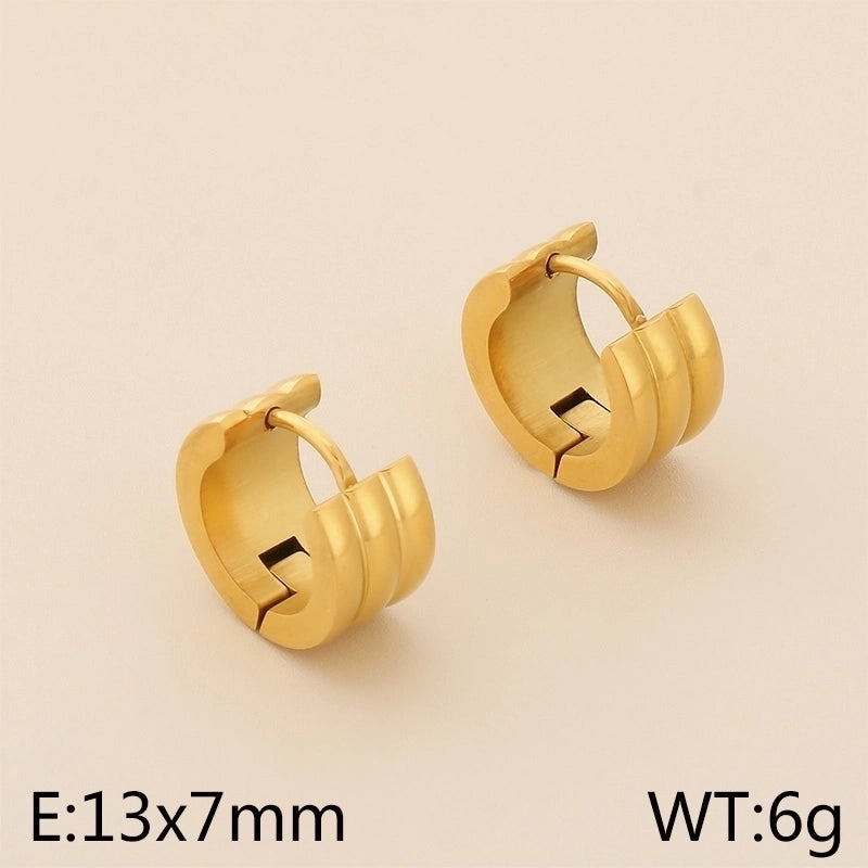 1 Pair Basic Geometric Titanium Steel 18K Gold Plated Hoop Earrings