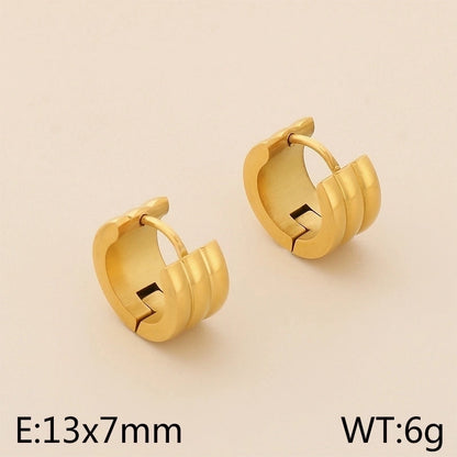 1 Pair Basic Geometric Titanium Steel 18K Gold Plated Hoop Earrings