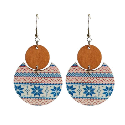 Fashion Snowflake Wood Handmade Christmas Women's Earrings 1 Pair