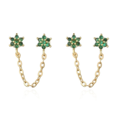 Fashion Flower Copper Ear Studs Flowers Artificial Gemstones Copper Earrings