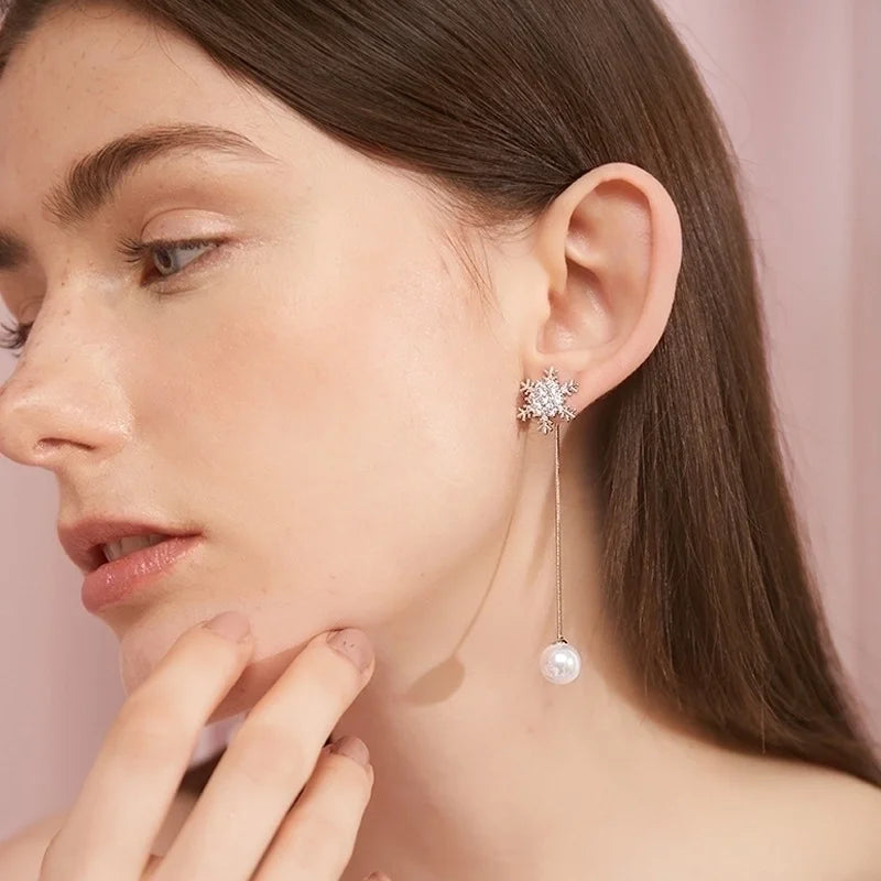 Fashion Snowflake Alloy Rhinestones Women's Drop Earrings 1 Pair