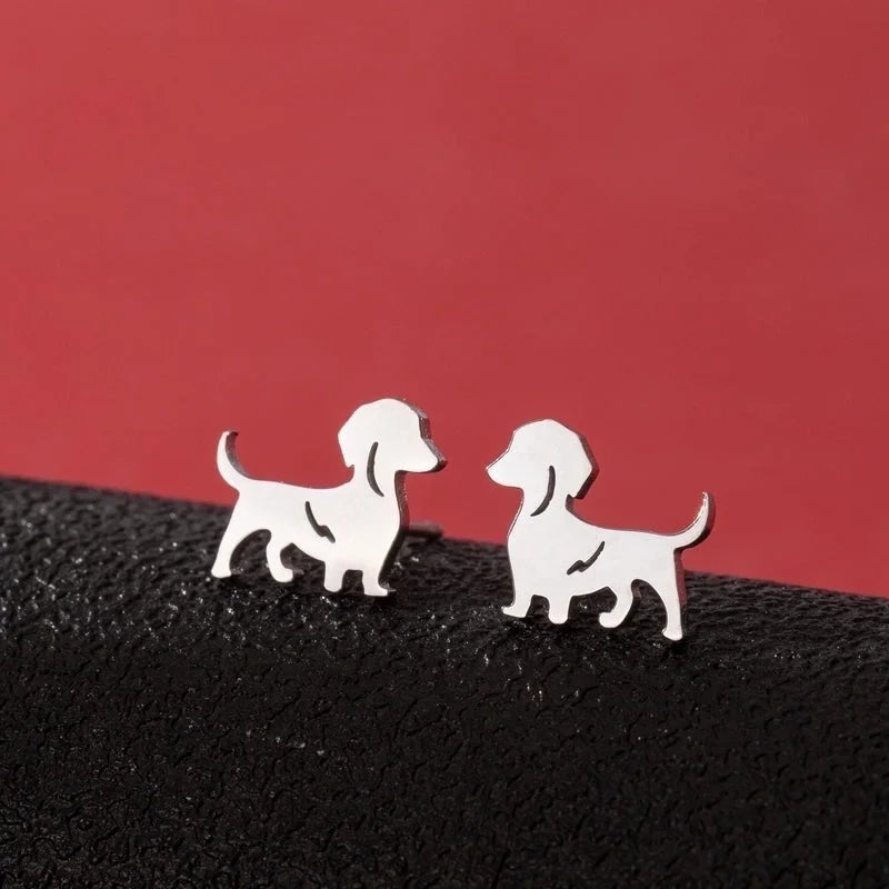 1 Pair Cute Minimalist Dog Polishing 304 Stainless Steel 18K Gold Plated Ear Studs
