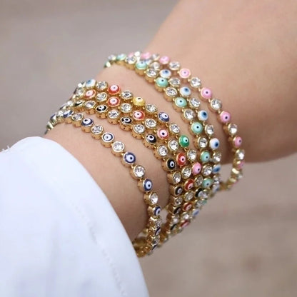 European And American New Fashion Copper Chain Inlaid Zircon Oil Dripping Devil\'s Eye Bracelet