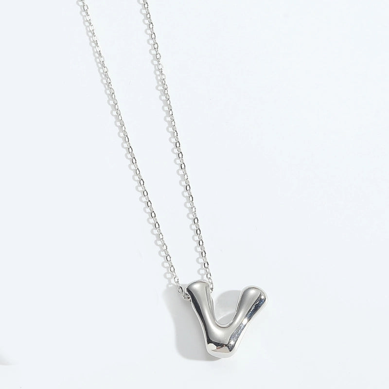 Copper White Gold Plated Letter Pendant Necklace