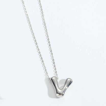 Copper White Gold Plated Letter Pendant Necklace