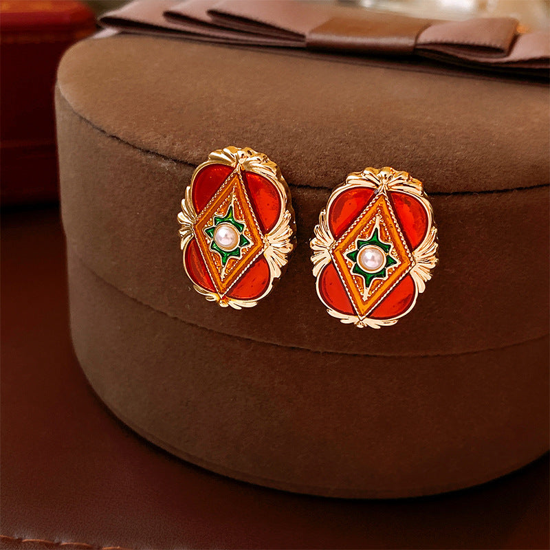 2 Pieces Mid-century Modern Round Geometric Copper Electroplating Earrings