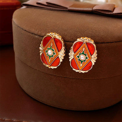 2 Pieces Mid-century Modern Round Geometric Copper Electroplating Earrings