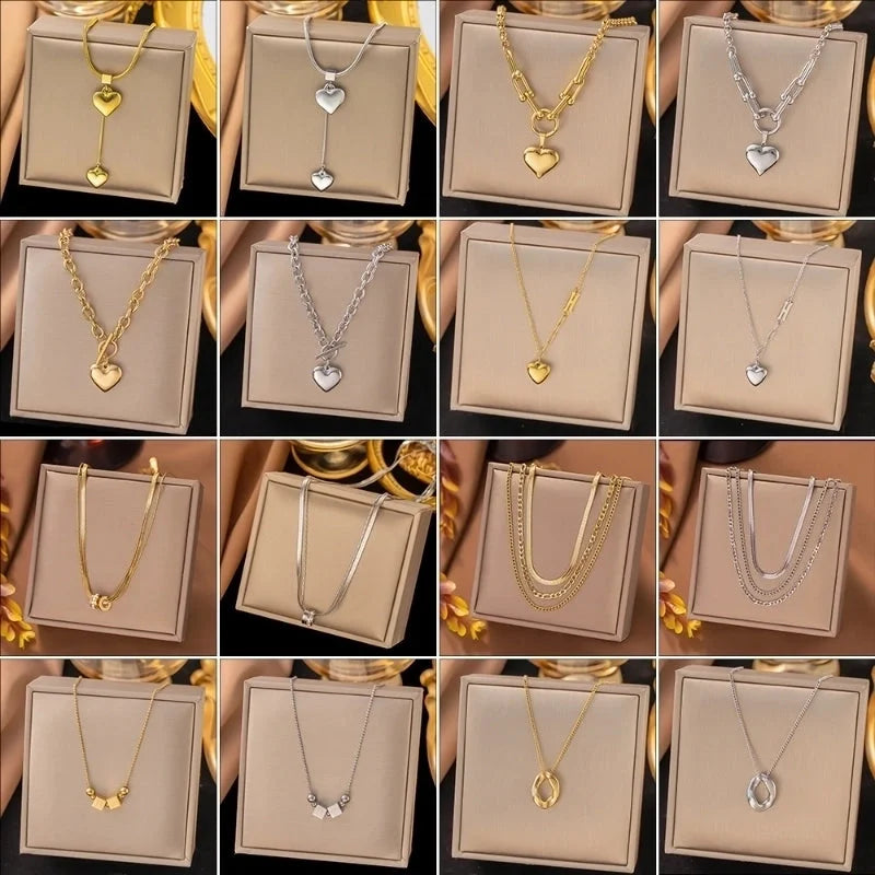 Sweet Geometric Heart Shape Titanium Steel Pendant Necklace