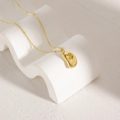 Copper 14K Gold Plated Letter Pendant Necklace